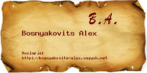 Bosnyakovits Alex névjegykártya