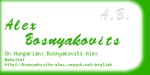 alex bosnyakovits business card